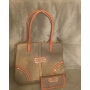 Olive Green/Tan Guess purse and wallet